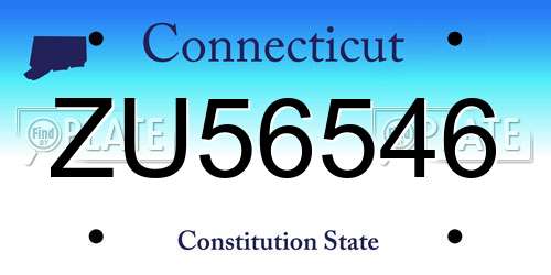 ZU56546 Connecticut License Plate