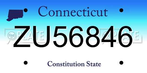 ZU56846 Connecticut License Plate