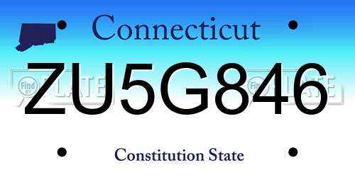 ZU5G846 Connecticut License Plate