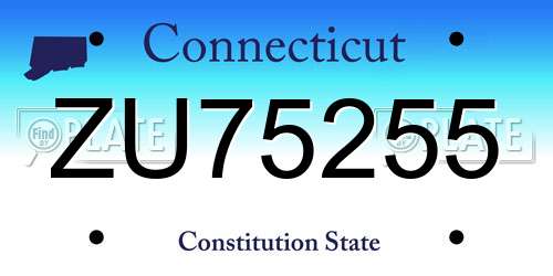 ZU75255 Connecticut License Plate