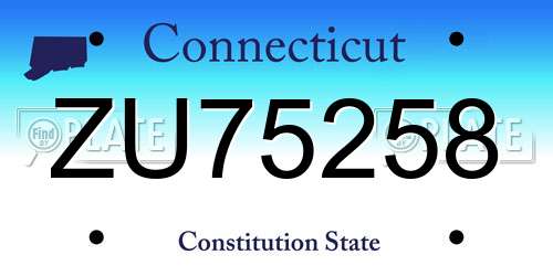 ZU75258 Connecticut License Plate
