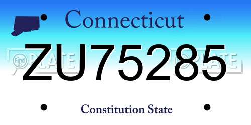 ZU75285 Connecticut License Plate