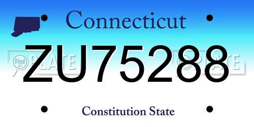 ZU75288 Connecticut License Plate