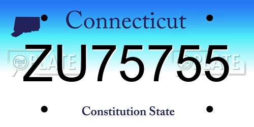 ZU75755 Connecticut License Plate