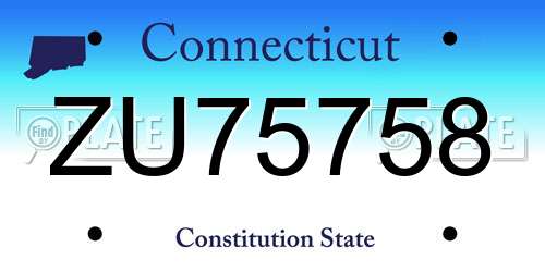 ZU75758 Connecticut License Plate