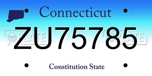ZU75785 Connecticut License Plate