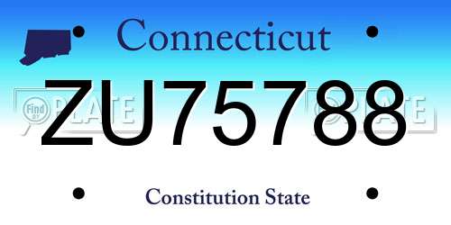 ZU75788 Connecticut License Plate