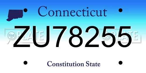 ZU78255 Connecticut License Plate