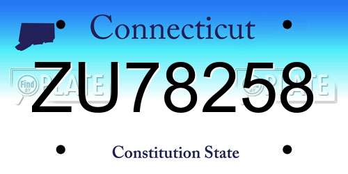 ZU78258 Connecticut License Plate