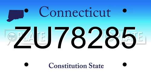 ZU78285 Connecticut License Plate