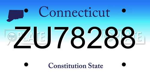 ZU78288 Connecticut License Plate