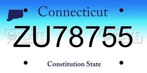 ZU78755 Connecticut License Plate