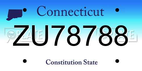 ZU78788 Connecticut License Plate