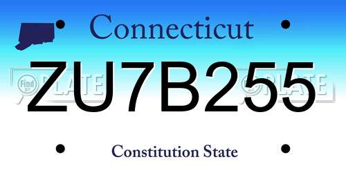 ZU7B255 Connecticut License Plate