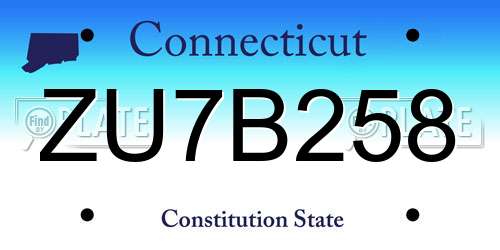 ZU7B258 Connecticut License Plate