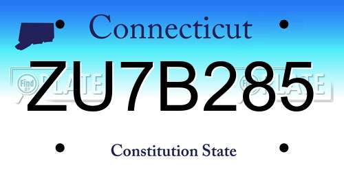 ZU7B285 Connecticut License Plate