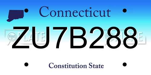 ZU7B288 Connecticut License Plate