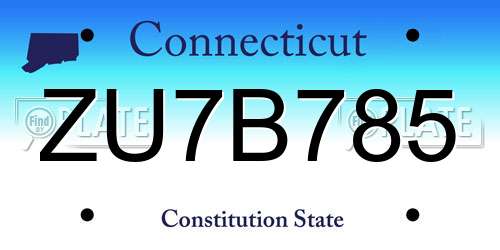 ZU7B785 Connecticut License Plate