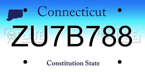 ZU7B788 Connecticut License Plate
