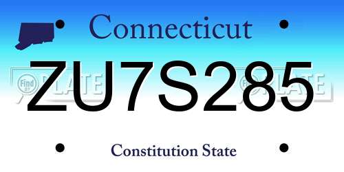 ZU7S285 Connecticut License Plate