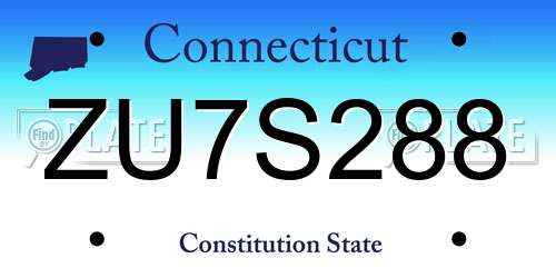 ZU7S288 Connecticut License Plate