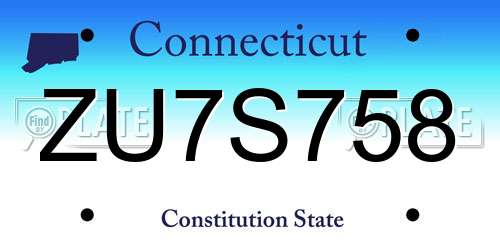 ZU7S758 Connecticut License Plate