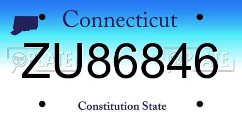 ZU86846 Connecticut License Plate