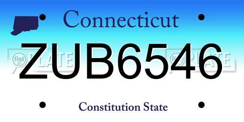 ZUB6546 Connecticut License Plate
