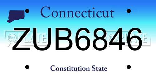 ZUB6846 Connecticut License Plate