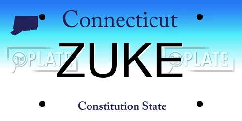 ZUKE Connecticut License Plate