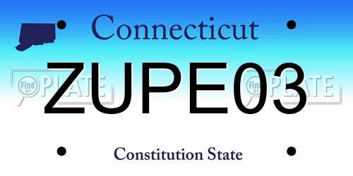 ZUPE03 Connecticut License Plate
