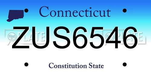 ZUS6546 Connecticut License Plate
