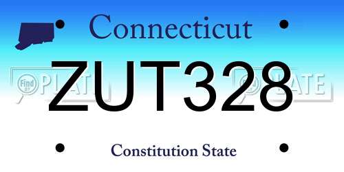 ZUT328 Connecticut License Plate