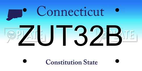 ZUT32B Connecticut License Plate