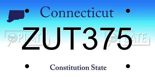 ZUT375 Connecticut License Plate