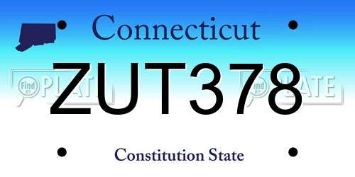 ZUT378 Connecticut License Plate