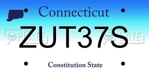 ZUT37S Connecticut License Plate