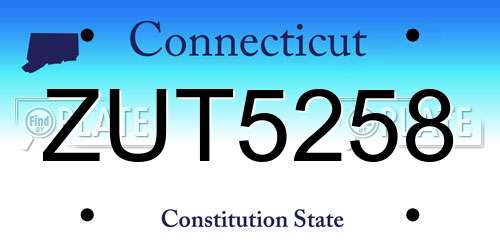 ZUT5258 Connecticut License Plate
