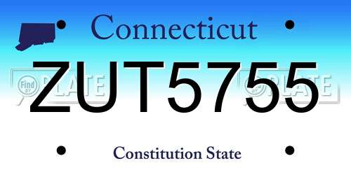 ZUT5755 Connecticut License Plate