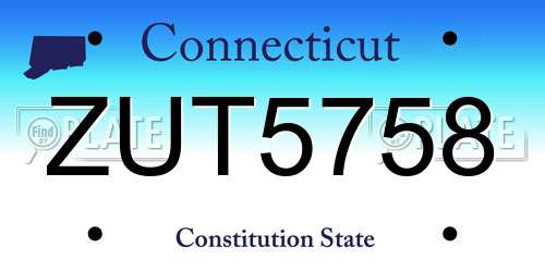 ZUT5758 Connecticut License Plate