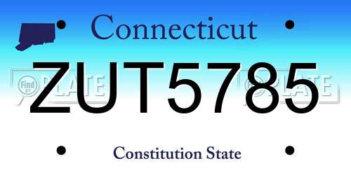 ZUT5785 Connecticut License Plate