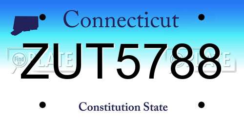 ZUT5788 Connecticut License Plate