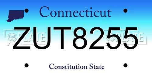 ZUT8255 Connecticut License Plate