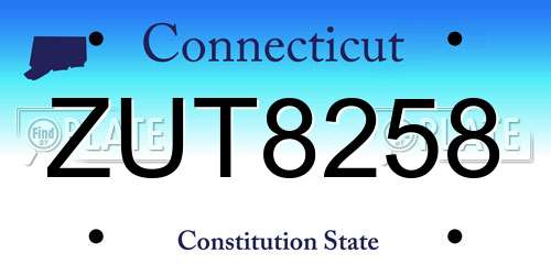 ZUT8258 Connecticut License Plate