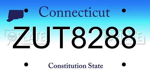 ZUT8288 Connecticut License Plate