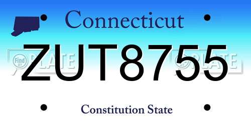 ZUT8755 Connecticut License Plate