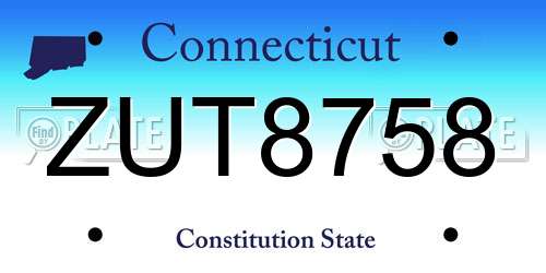 ZUT8758 Connecticut License Plate