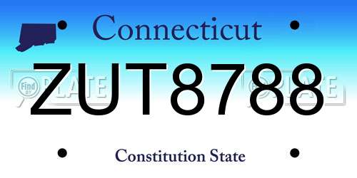 ZUT8788 Connecticut License Plate
