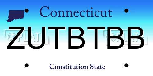 ZUTBTBB Connecticut License Plate