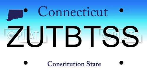 ZUTBTSS Connecticut License Plate